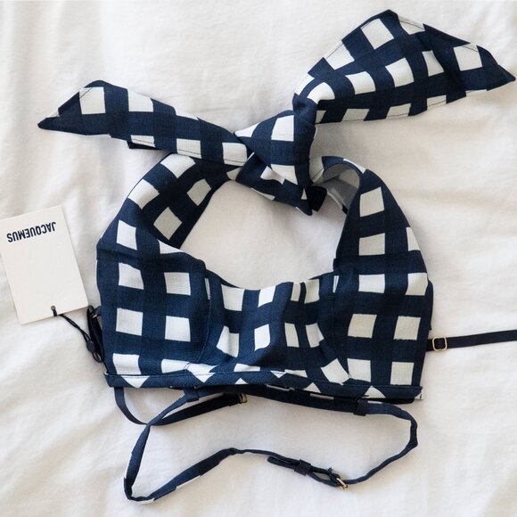 NWT Jacquemus Le Haut Limao Cropped Gingham Halter Top Size 2